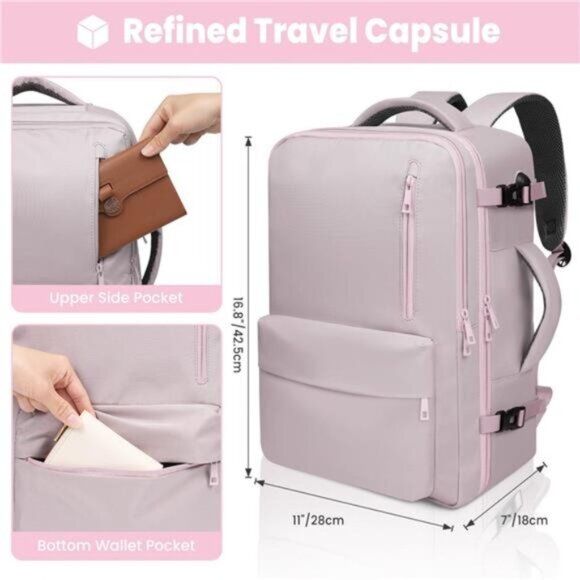 35L Travel Backpack Multi-Pockets Purple main image 6
